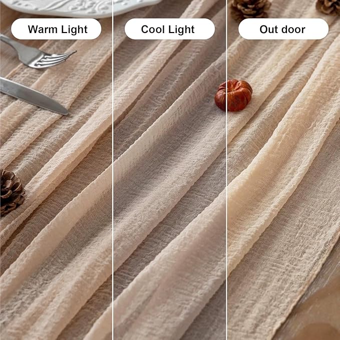 Deep Beige Cheesecloth Table Runner Rustic Boho Butter