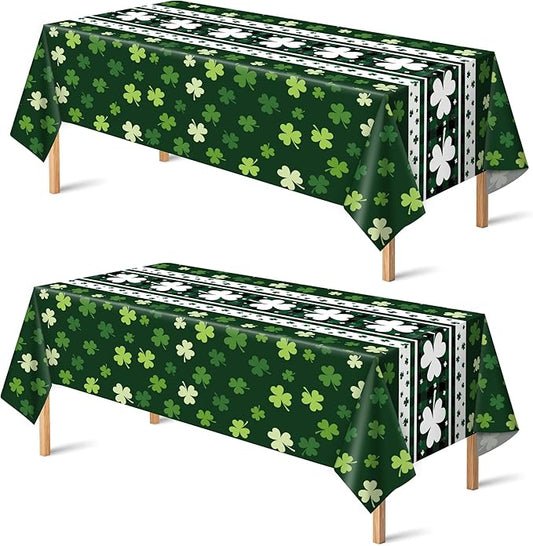 St Patricks Day Decorations - 2 PCS Shamrock Tablecloth | St