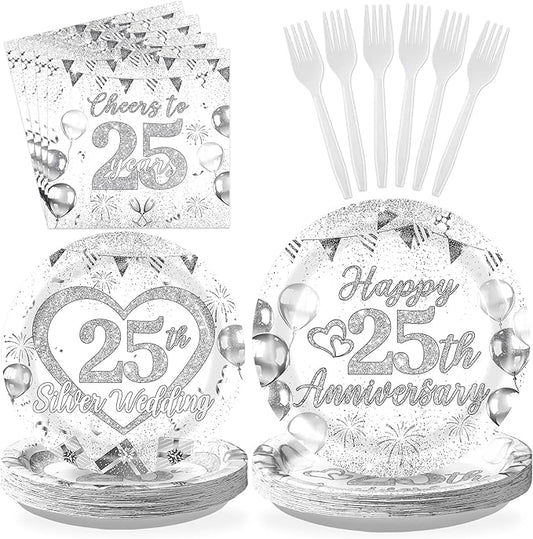 96Pcs 25th Wedding Anniversary Decorations Cheer to 25 Years Party