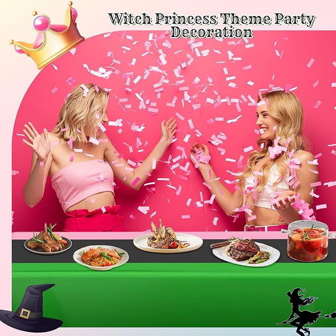 Oudain 2 Pcs Witch Princess Theme Party Pink & Green & Black Party