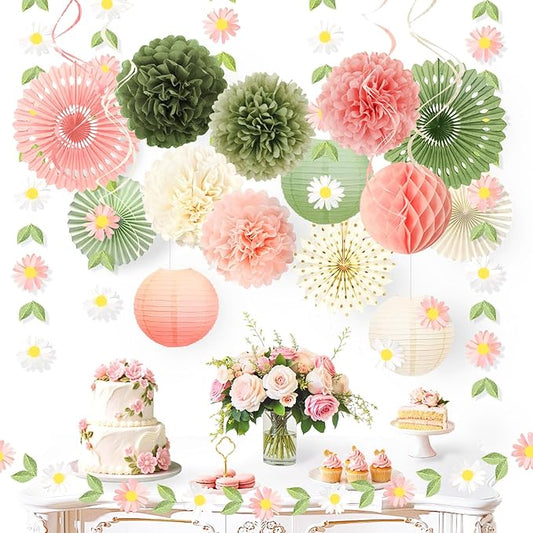 NICROHOME EUR Wedding Decorations 20 PCS Sage Green and Pink Tissue
