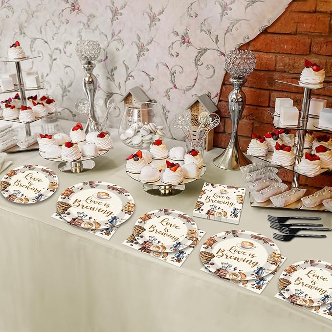 96Pcs Love Is Brewing Party Decorations Bridal Shower Tableware