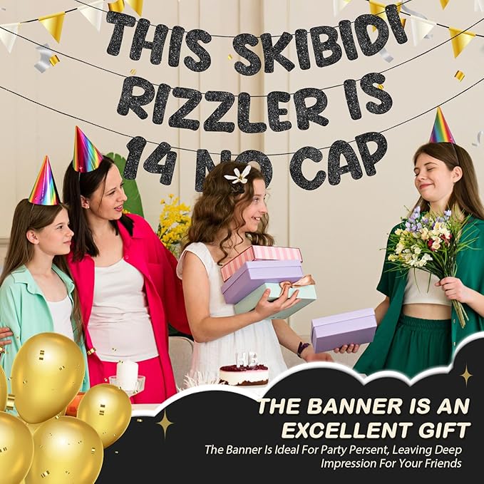 Fulmoon Pre Strung This Skibidi Rizzler Is No Cap Glitter Banner