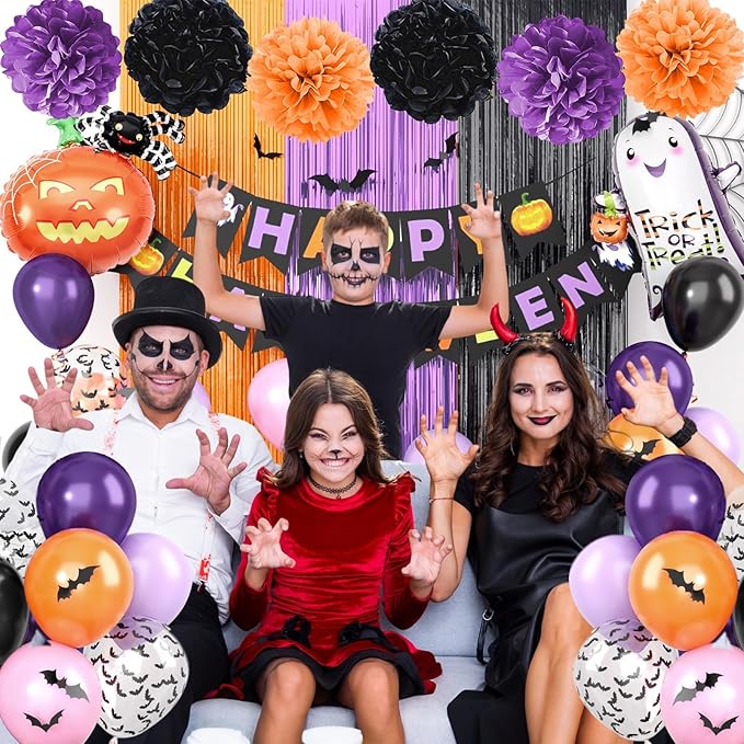 Purple Black Orange Party Decorations Set Halloween Decorations Kit