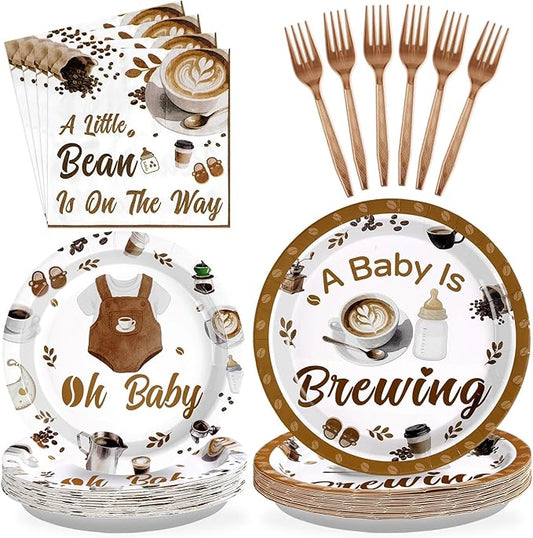 Coffee Baby Shower Decorations 96Pcs A Baby Is Brewing Baby Shower