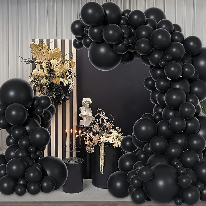 153 Pcs Black Balloons Arch Garland Kit, Different Sizes 18