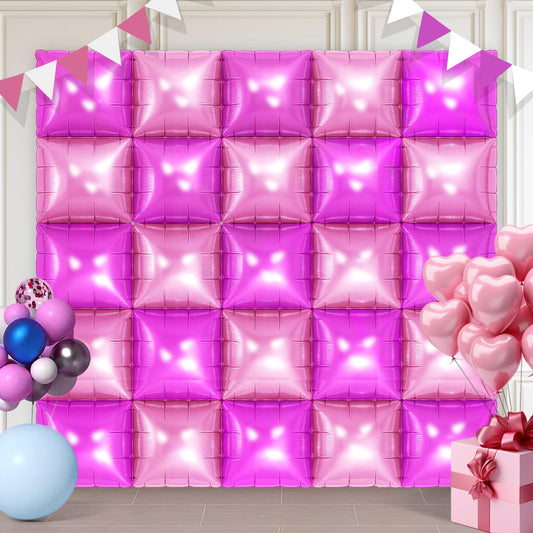 DustyPink and HotPink Square Foil Balloons 25 Pcs Metallic DustyPink