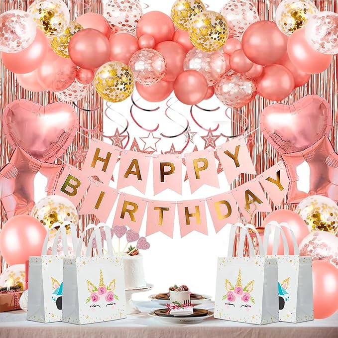 24 PCS Party Favor Bags for Unicorn with Handles Reusable Non Woven