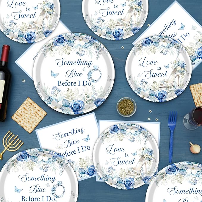 Something Blue Bridal Shower Decorations 96PCS Bachelorette Wedding