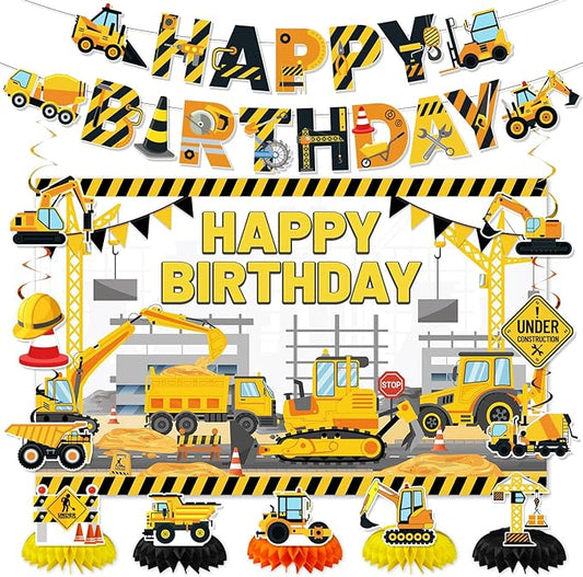Construction Birthday Party Supplies & Decorations Kit with