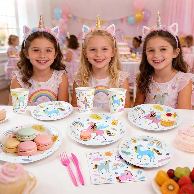144Pcs Unicorn Birthday Party Supplies Decorations Kids Girl Themed