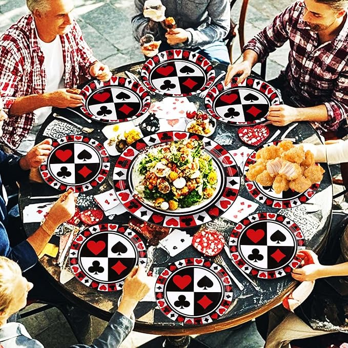 96Pcs Casino Party Decorations Poker Plates and Napkins Disposable