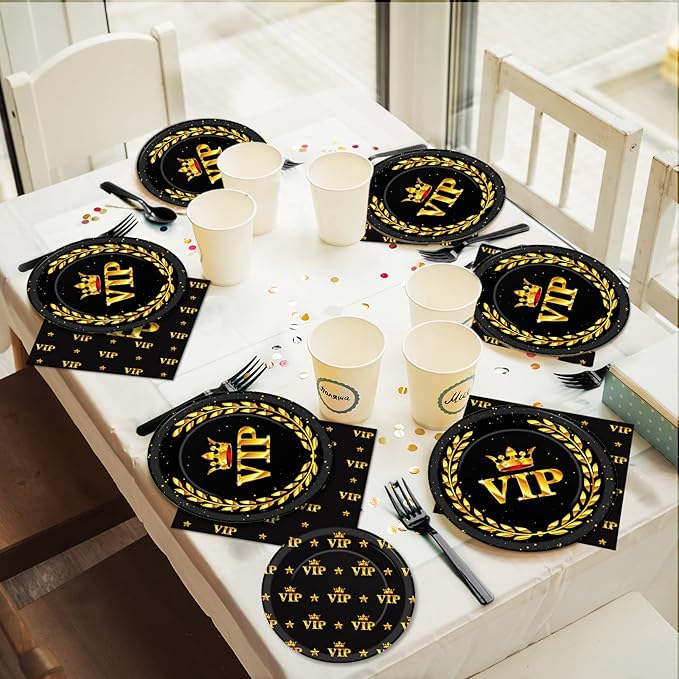 96 Pcs Vip Movie Night Party Supplies Paper Plates Napkins