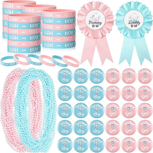 92 Pieces Gender Reveal Party Favors 30 Button Pins 30