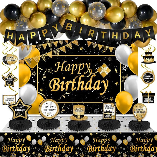 Black and Gold Birthday Decorations Brithday Party Decorations for