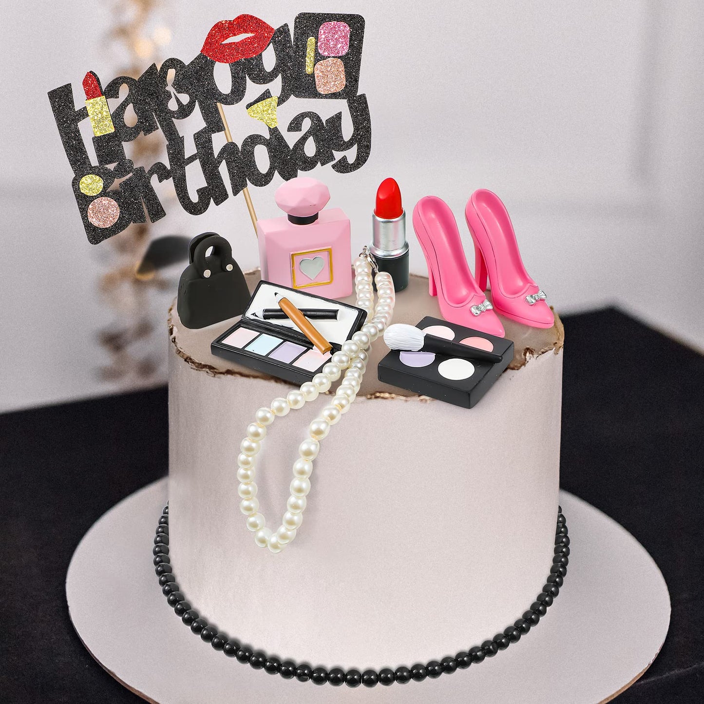 Chunful 9 Pcs Makeup Cake Topper Makeup Birthday Party Decorations 3D