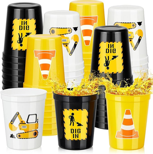 24 Pcs Construction Party Favors 16oz Construction Cups Thick