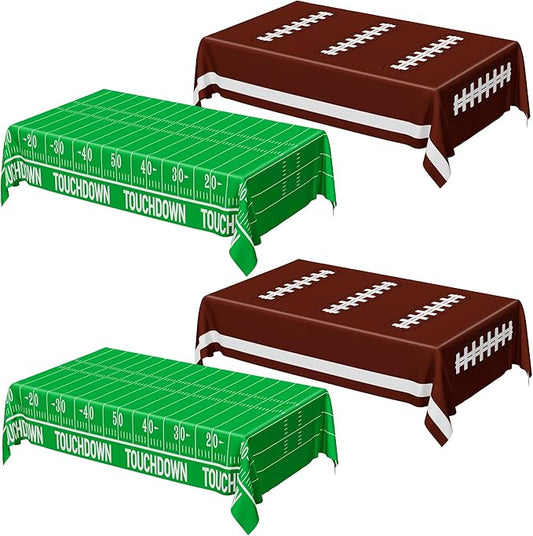 Football Party Supplies, Disposable Football Tablecloth, 4 PCS