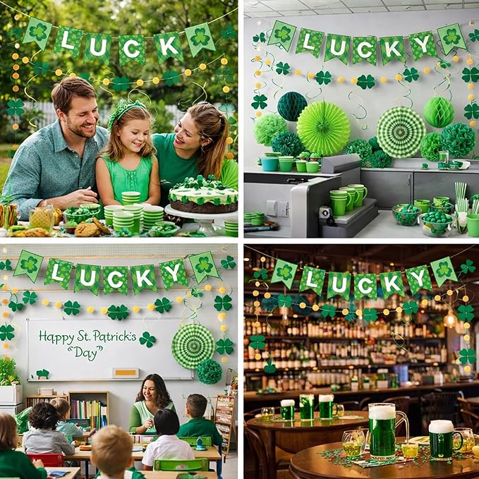 Lucky St Patrick's Day Decorations Set 21Pcs Green Shamrock Party