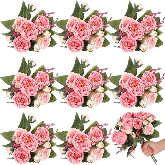 8 Bundles Artificial Peonies Flowers Boho Faux Flowers Arrangements #1