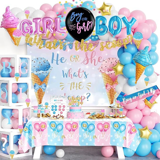 172 PCs Whats The Scoop Gender Reveal Decorations Hombae Boy or Girl