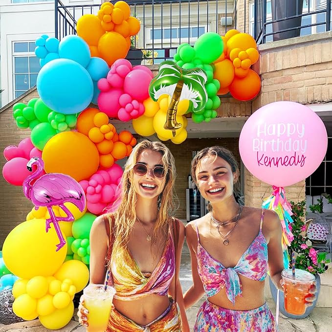 146Pcs Tropical Aloha Balloon Arch Garland Kit with Flamingo Palm