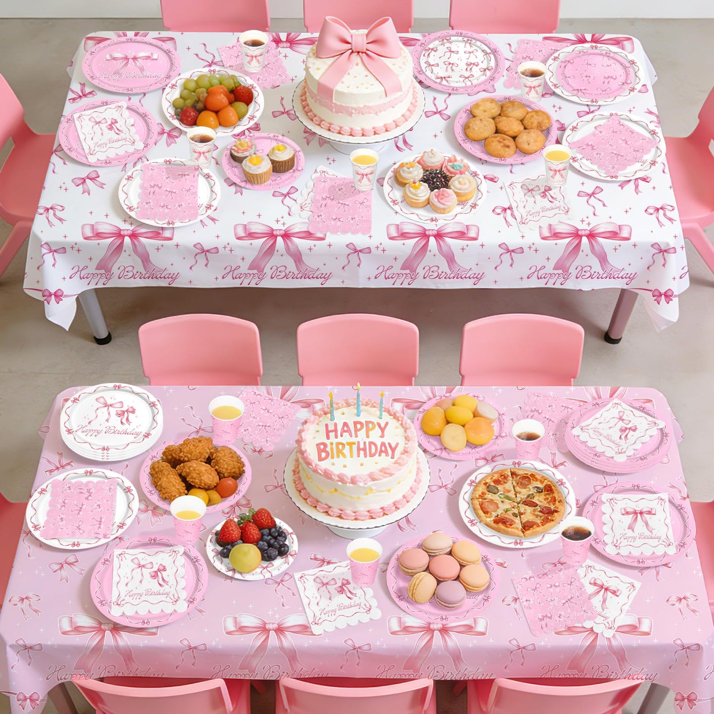 Pink Bow Happy Birthday Decorations Set for 24: Bachelorette Party