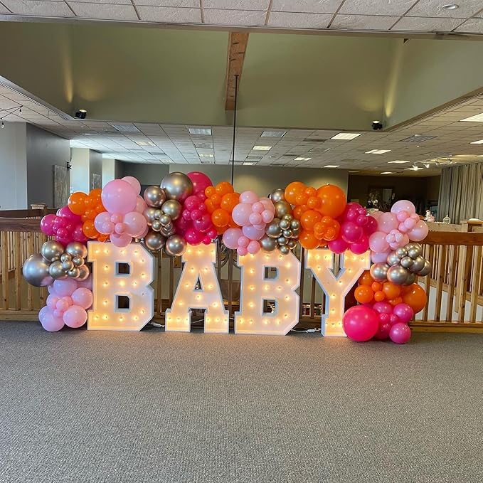 Bezente Pink and Orange Latex Balloons,60pcs 12 inch Light & Hot Pink