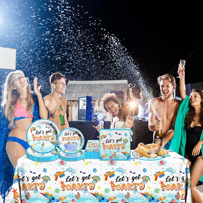 Summer Party Decorations Pool Party Supplies Tableware Set Let's Get