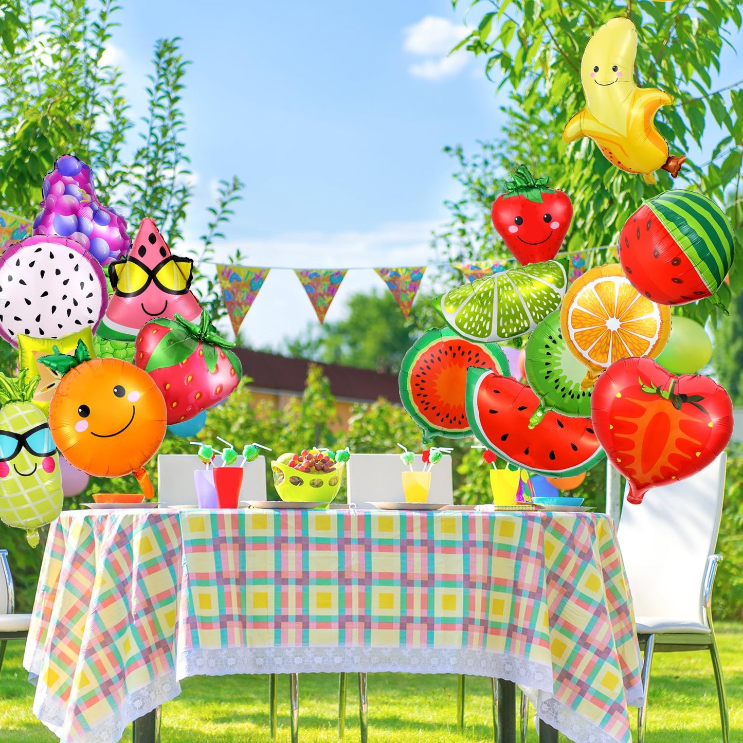 28 Pcs Summer Fruit Foil Aluminum Helium Balloons for Tutti Fruit