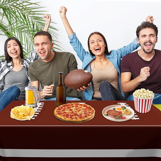 Football Party Supplies, Disposable Football Tablecloth, 4 PCS