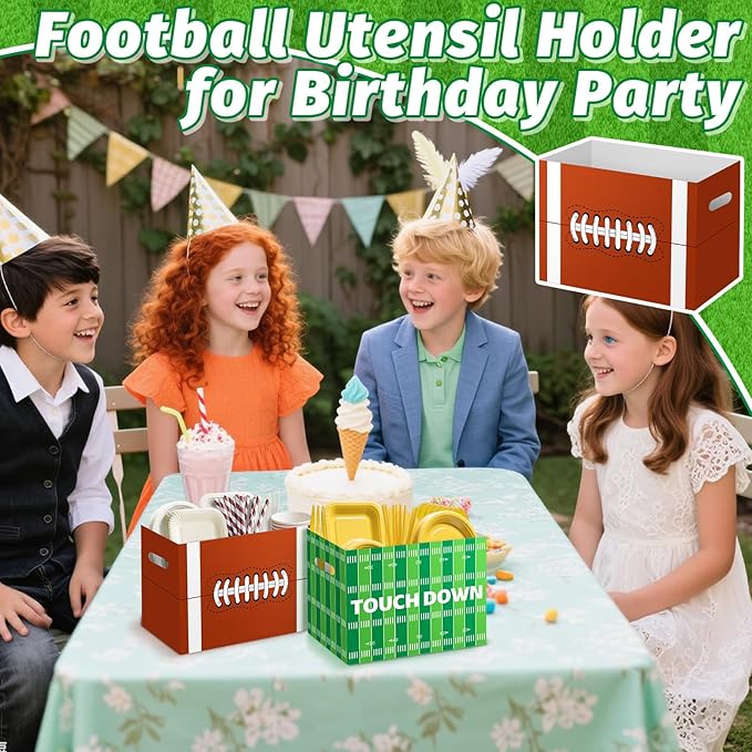 2PCS Football Utensil Holder Paper Utensil Caddy for Football Party