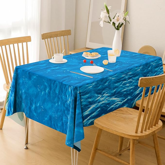 OHOME 2 Pack Beach Party Decorations - Ocean Waves Plastic Tablecloth