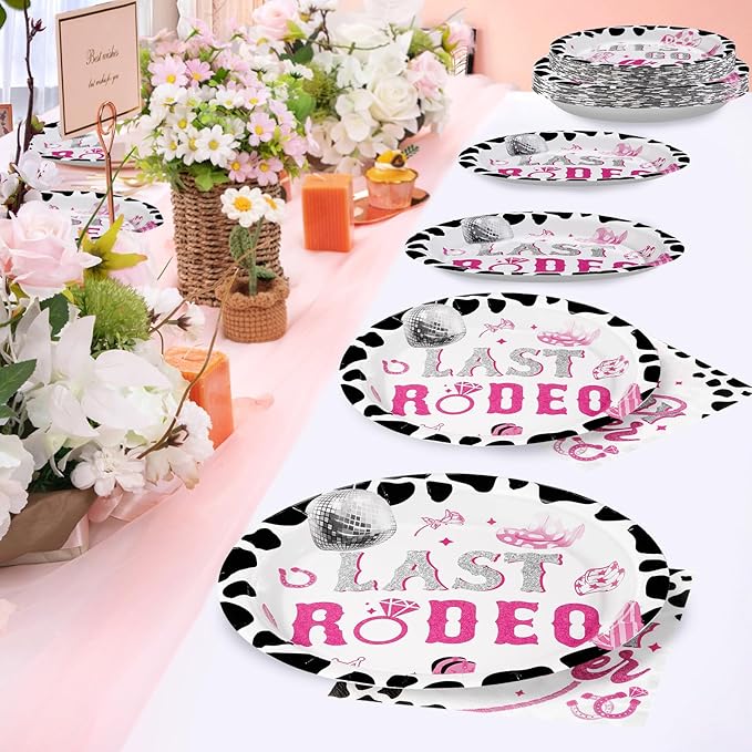 96Pcs Last Rodeo Bachelorette Party Decorations Pink & Silver Disco