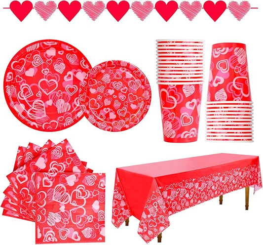 Valentine's Day Party Supplies Hot Heart Love Disposable Paper