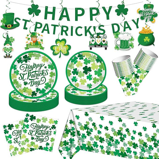 106PCS St Patrick's Day Plates and Napkins Set St Patricks Day