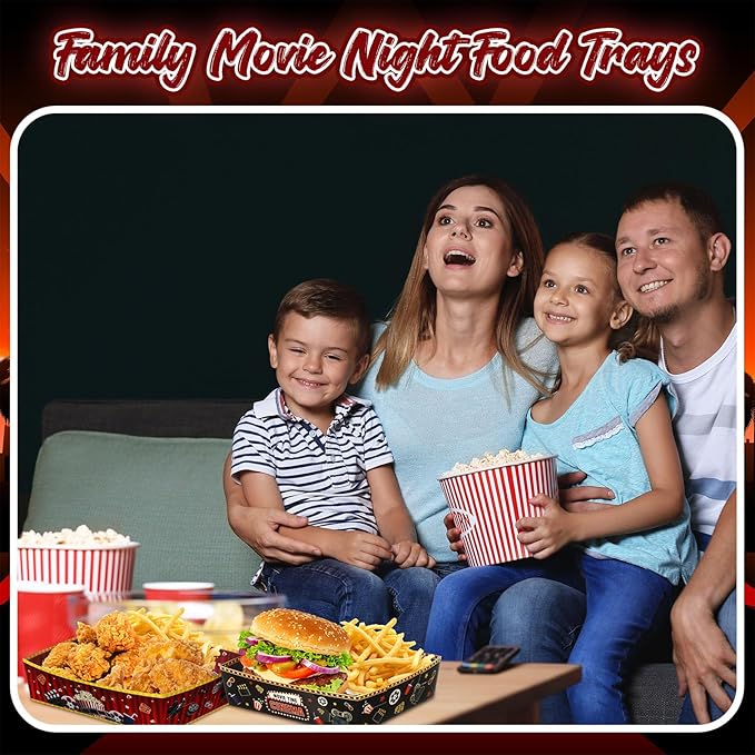 48 Pcs Movie Night Snack Tray 5 Lbs Large Disposable Paper Food Tray
