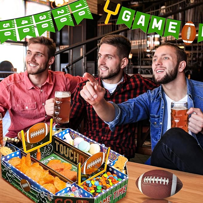 2 Pcs Football Food Serving Tray Football Party Supplies Kits Large