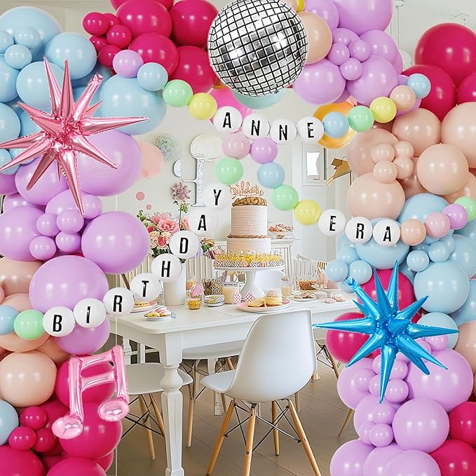 189Pcs Pink Purple Balloon Garland In My Teenage Princess Birthday