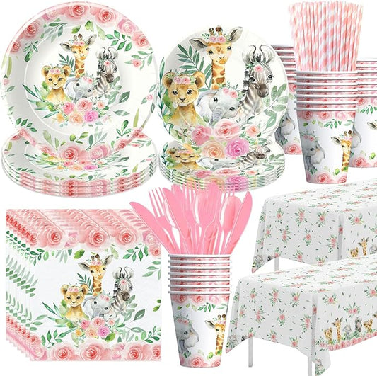Safari Birthday Decorations Tableware Girl Jungle Theme Party