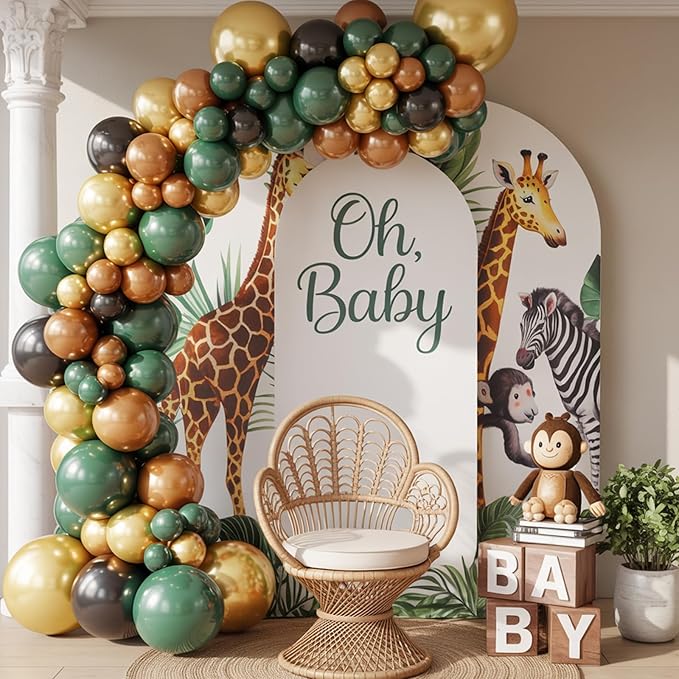 Black Green Bronw Balloons, 60pcs 12Inch Black and Green Bronw Gold