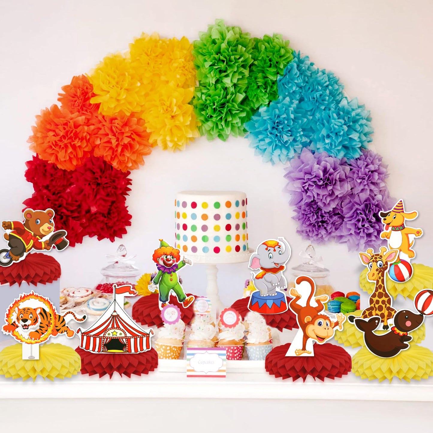 Carnival Circus Honeycomb Centerpieces, KSKSPE 9Pcs Carnival Circus