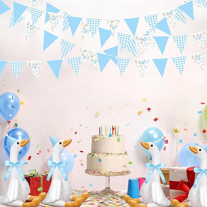 32Ft Goose Party Decorations Blue Gingham Plaid Silly Goose Themed