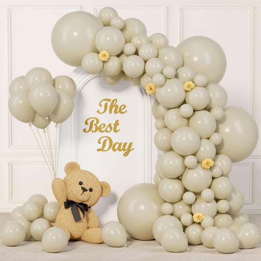 145pcs Sand White Balloon Garland Kit Different Sizes of 18 12 10 5