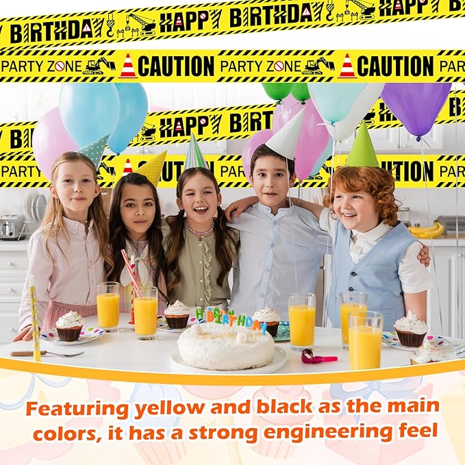 2 Pack Construction Birthday Party Banner Tape 2.36 Inches x 328