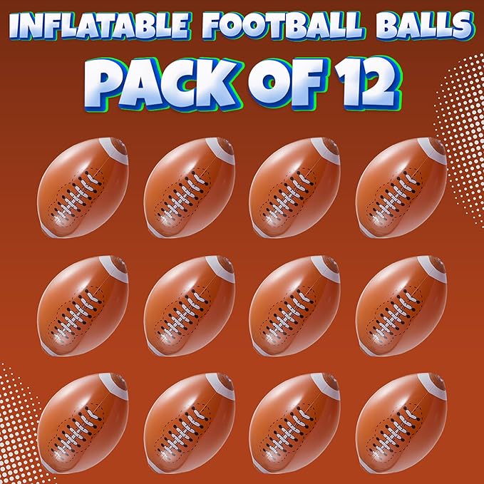 12 Pack 16 Inflatable Footballs for Football Party Decorations &