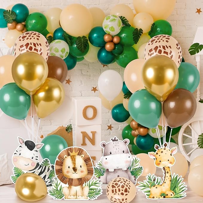 12 Sets Baby Shower Jungle Animals Balloon Stand Kit Safari Baby