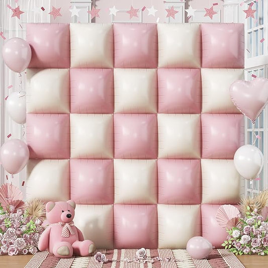 Pink Cream Balloons Square Foil Balloon 25PCS Boho Baby Pink and