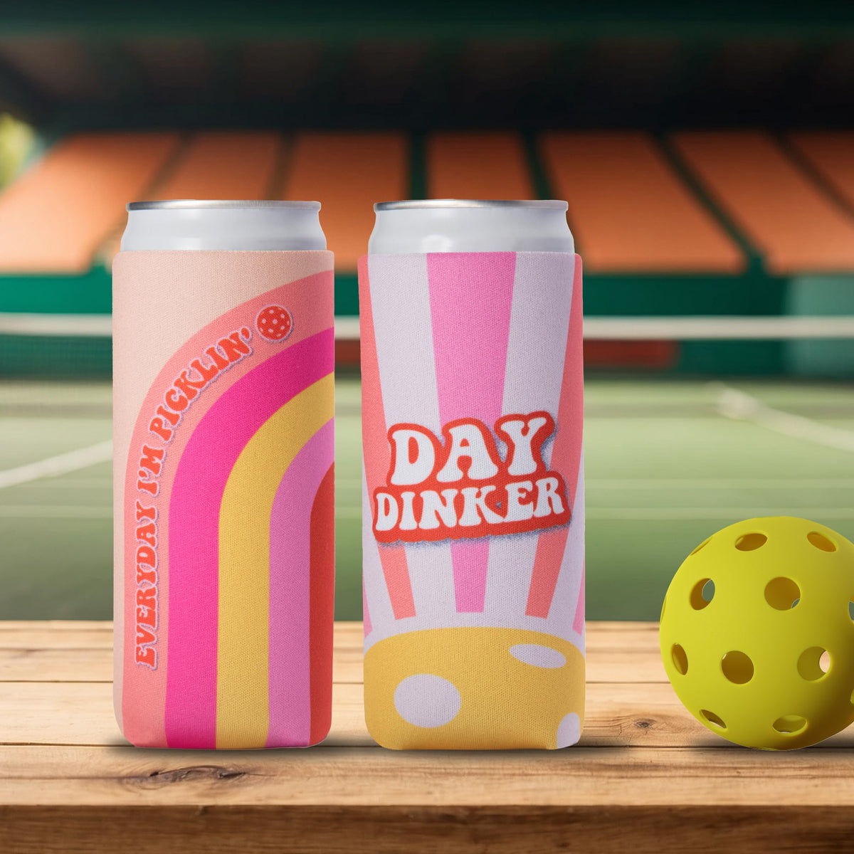 Funny Pickleball Gifts for Women I Pickleball Themed Slim Can Coolers