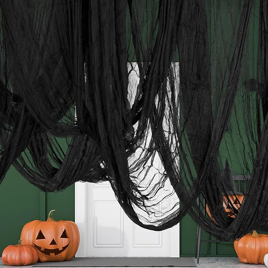 600 x 85 Creepy Halloween Cloth Black Spooky Fabric Large Creepy